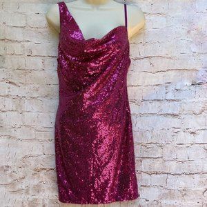 HELLO MOLLY Hot Pink Citadel Skies Sequin HOCO dress